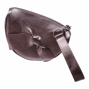 Bath Body Works Metallic Pink Bow Mini Cosmetic Bag Makeup Zippered Wristlet NWO